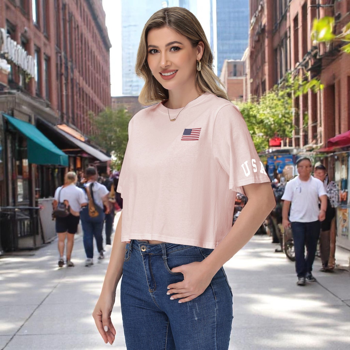 Anna-Kaci Women's American Flag Crop Top July 4th Summer USA Patriotic T-Shirt