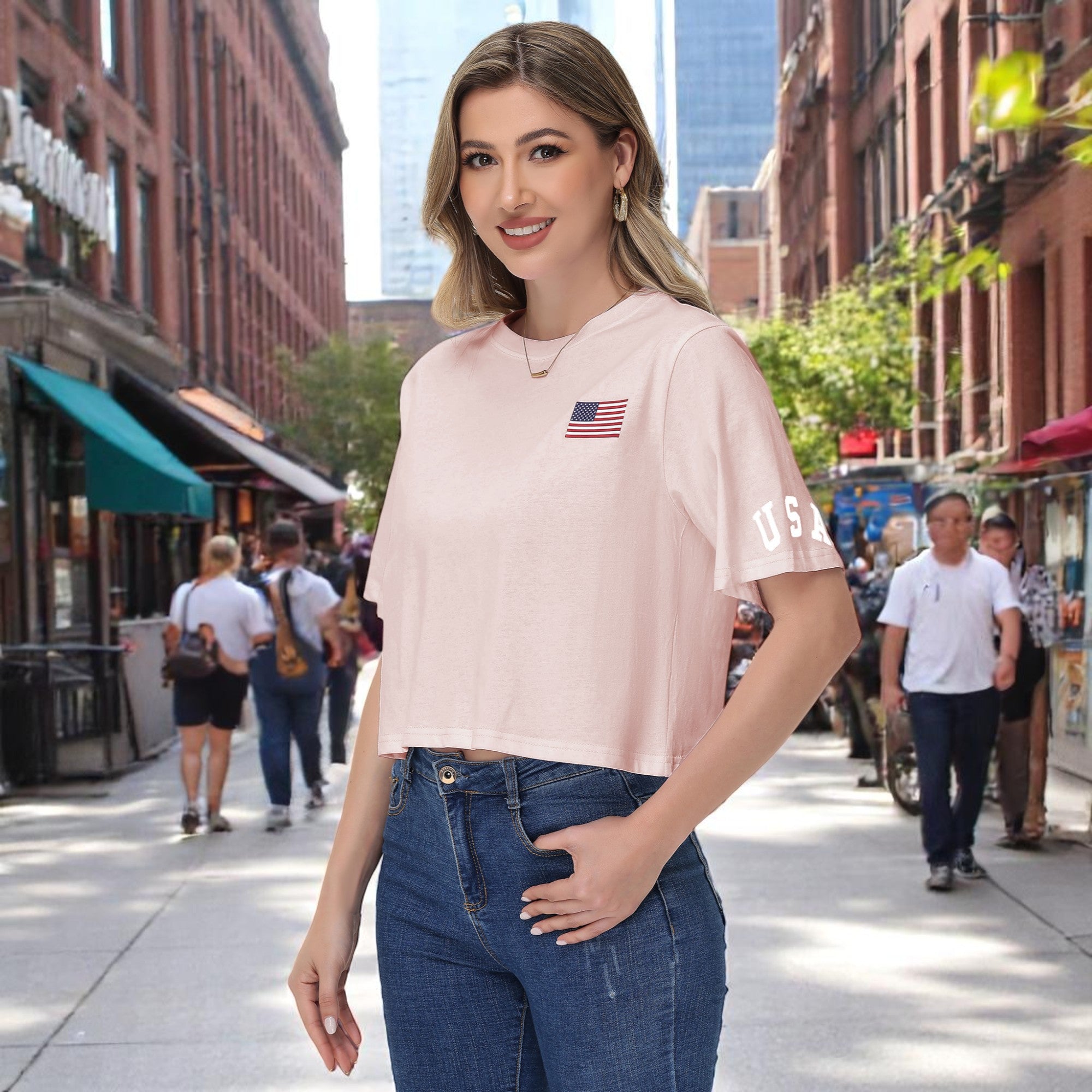 Anna-Kaci Women's American Flag Crop Top July 4th Summer USA Patriotic T-Shirt
