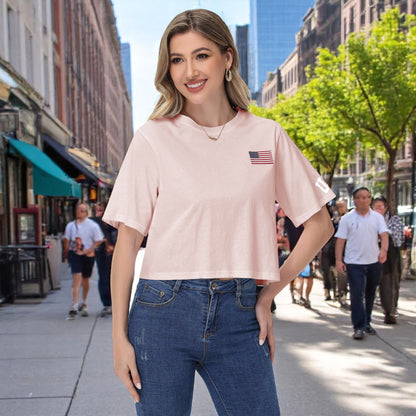 Anna-Kaci Women's American Flag Crop Top July 4th Summer USA Patriotic T-Shirt