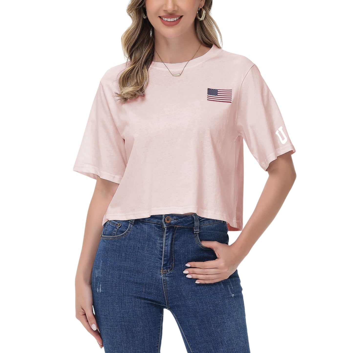 Anna-Kaci Women's American Flag Crop Top July 4th Summer USA Patriotic T-Shirt