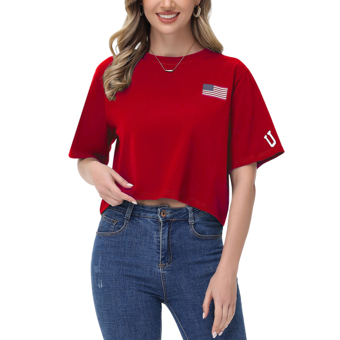 Anna-Kaci Women's American Flag Crop Top July 4th Summer USA Patriotic T-Shirt