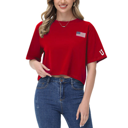 Anna-Kaci Women's American Flag Crop Top July 4th Summer USA Patriotic T-Shirt