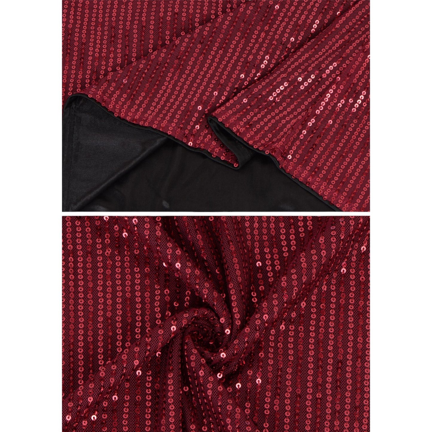 Anna-Kaci Women's Sheer Mesh Long Sleeve Top with Sequin Front Panel and Crew Neckline