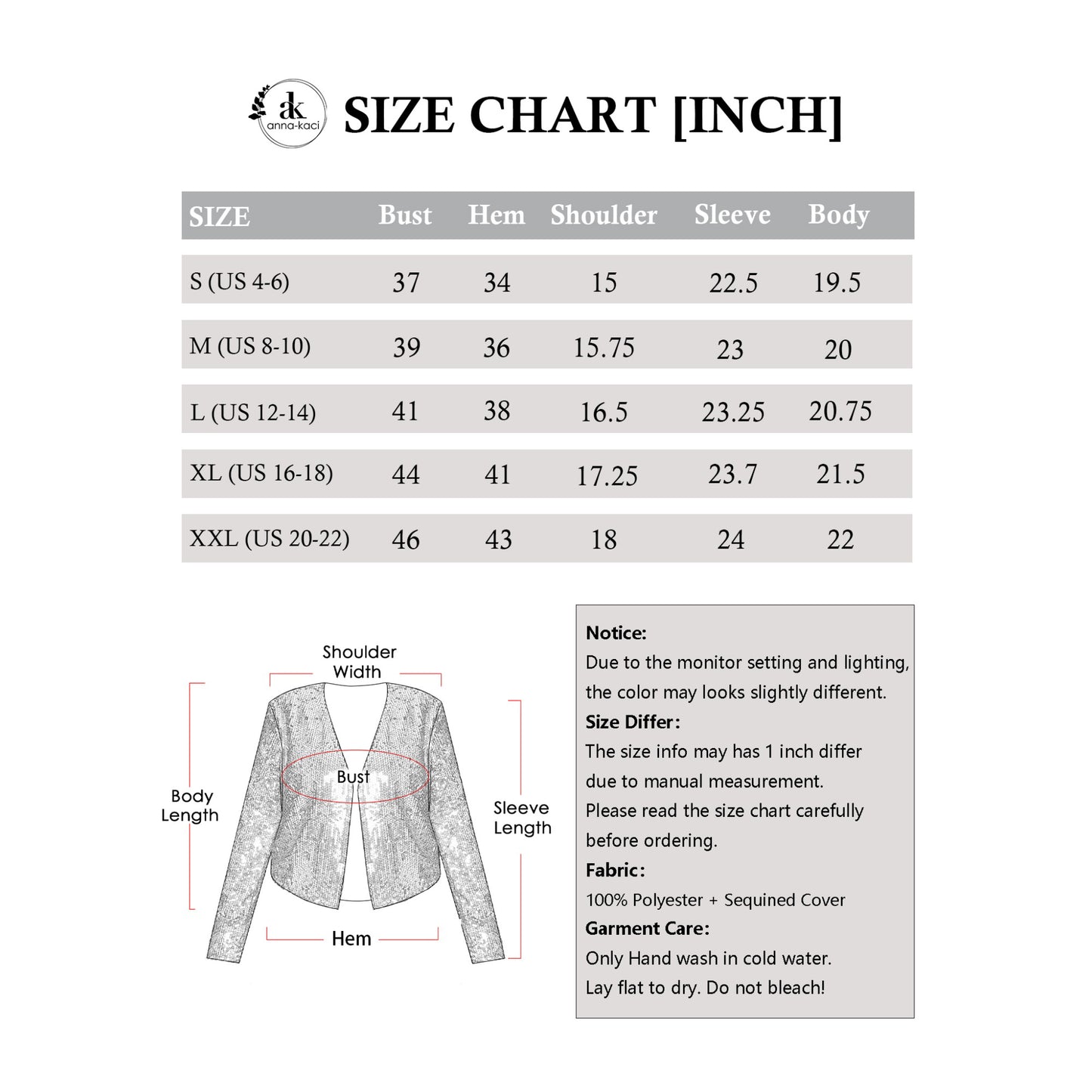 Anna-Kaci Women's Sequin Bomber Jacket with Front Zipper Closure and Ribbed Trim