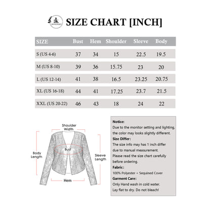 Anna-Kaci Women's Sequin Bomber Jacket with Front Zipper Closure and Ribbed Trim