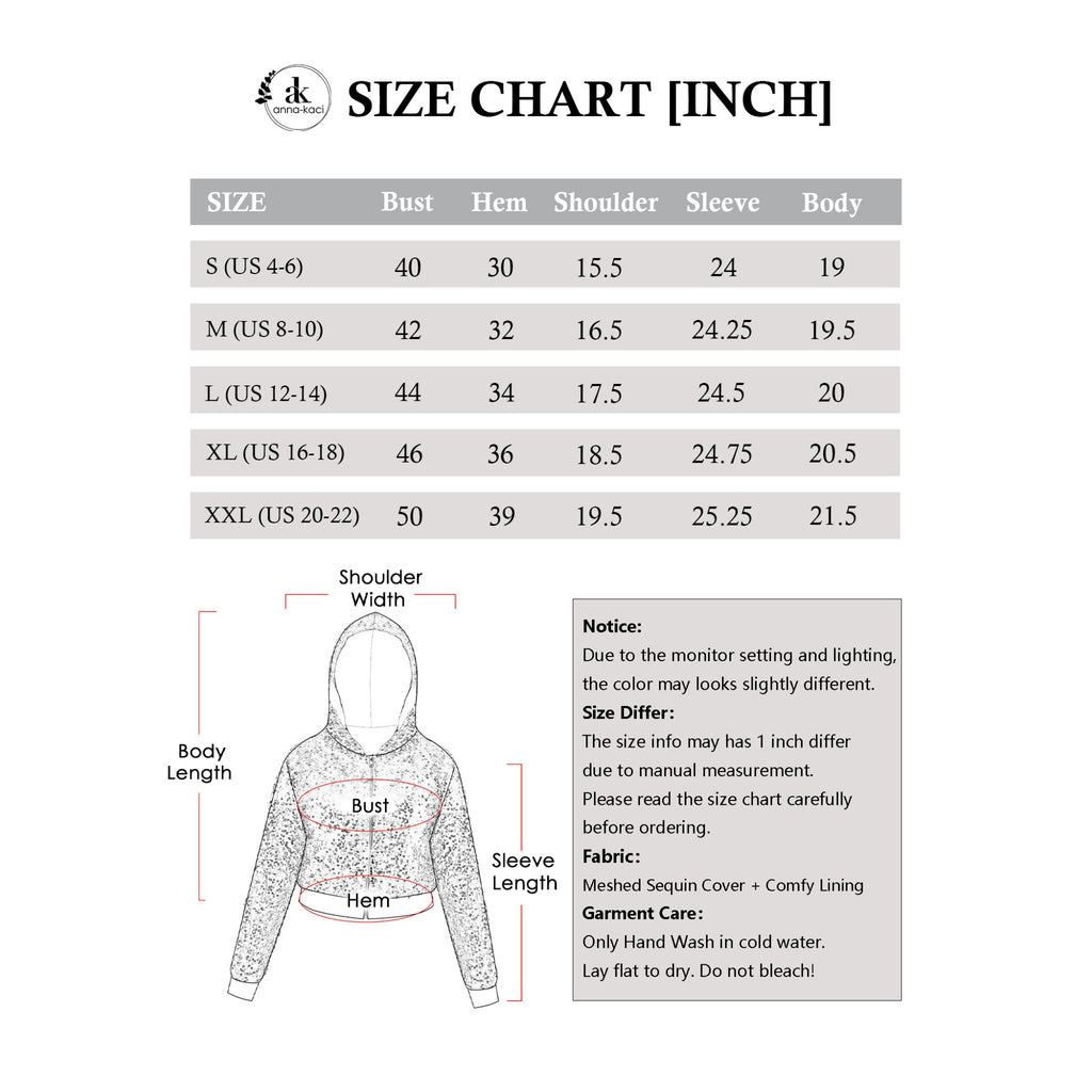 Anna-Kaci Women's Sequin Zip-Up Hooded Jacket with Ribbed Hem and Long Sleeves for Party Wear