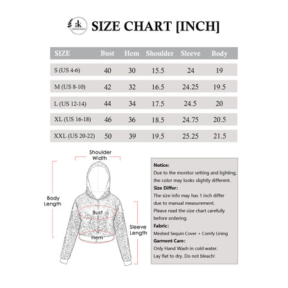 Anna-Kaci Women's Sequin Zip-Up Hooded Jacket with Ribbed Hem and Long Sleeves for Party Wear