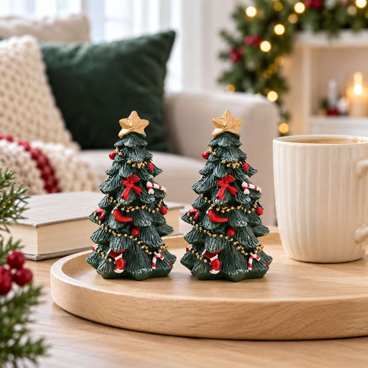 Mini Resin Christmas Tree Tabletop Holiday Decoration
