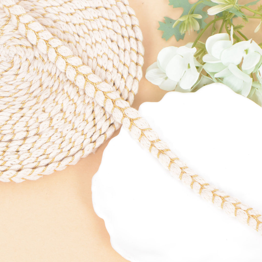 Sewing Braid Trim, 11 Yards 0.6 Inch Twisted Cotton Cord Trim, Handmade DIY Craft Embellishment Costume Garment Decor Accessory