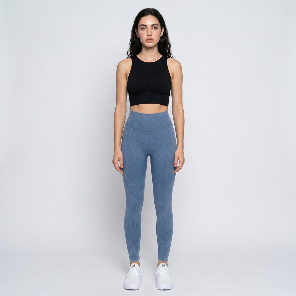 Anna-Kaci Women's High Waist Seamless Leggings with Ribbed Waistband and Contour Detail