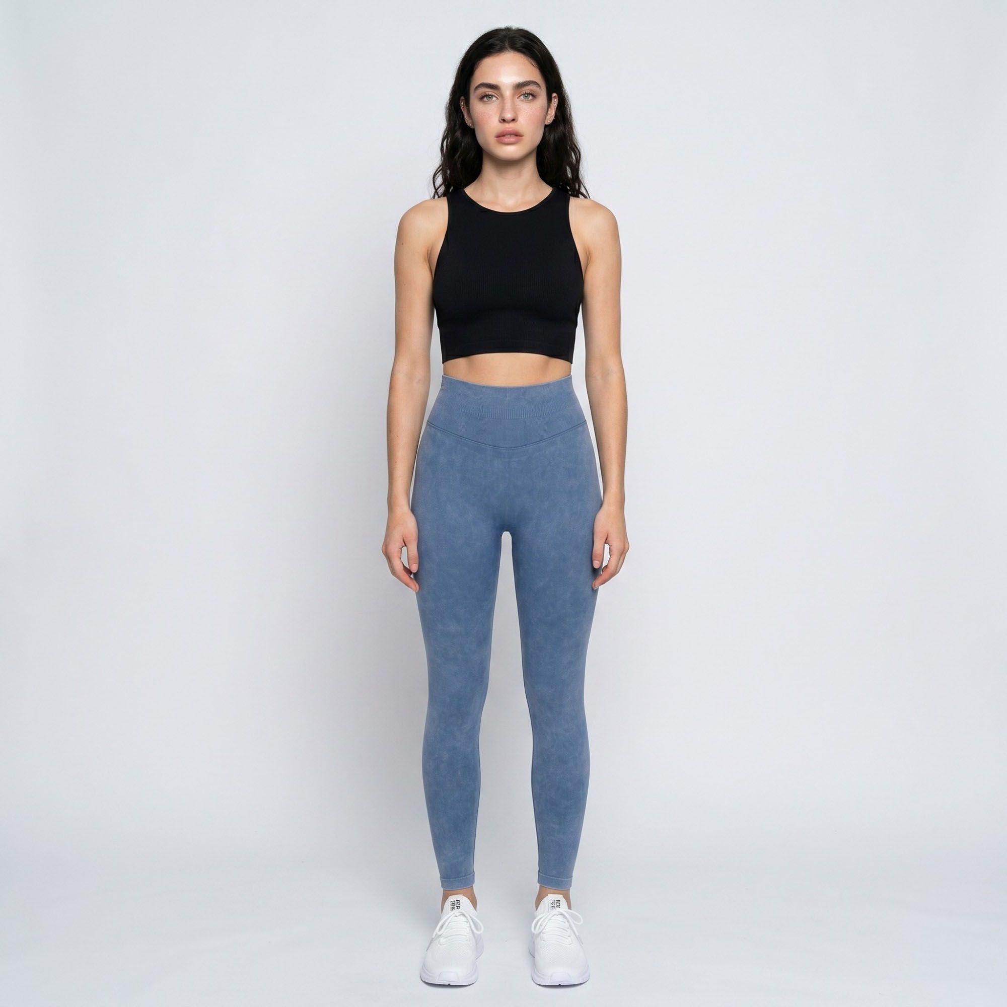 Anna-Kaci Women's High Waist Seamless Leggings with Ribbed Waistband and Contour Detail