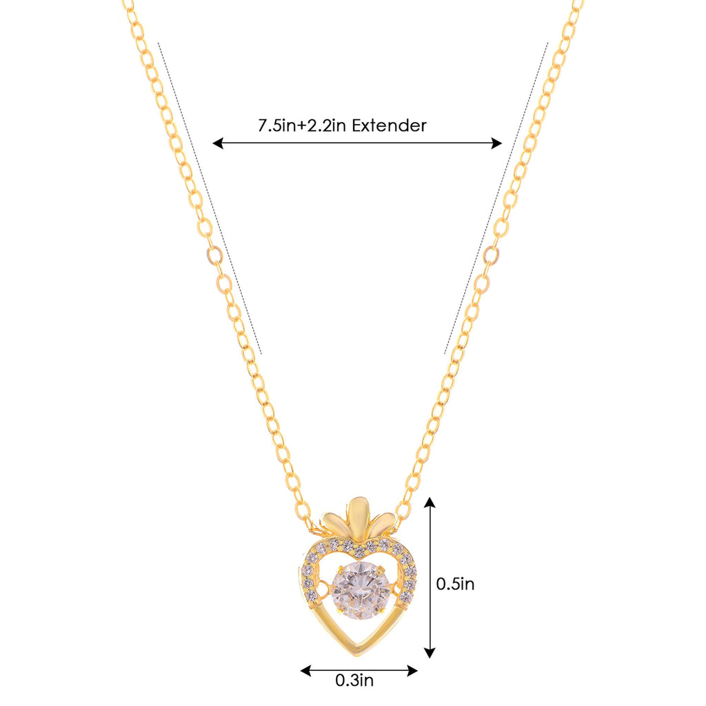 Radish Heart-Shaped Pendant Necklace with Clear Crystal Center