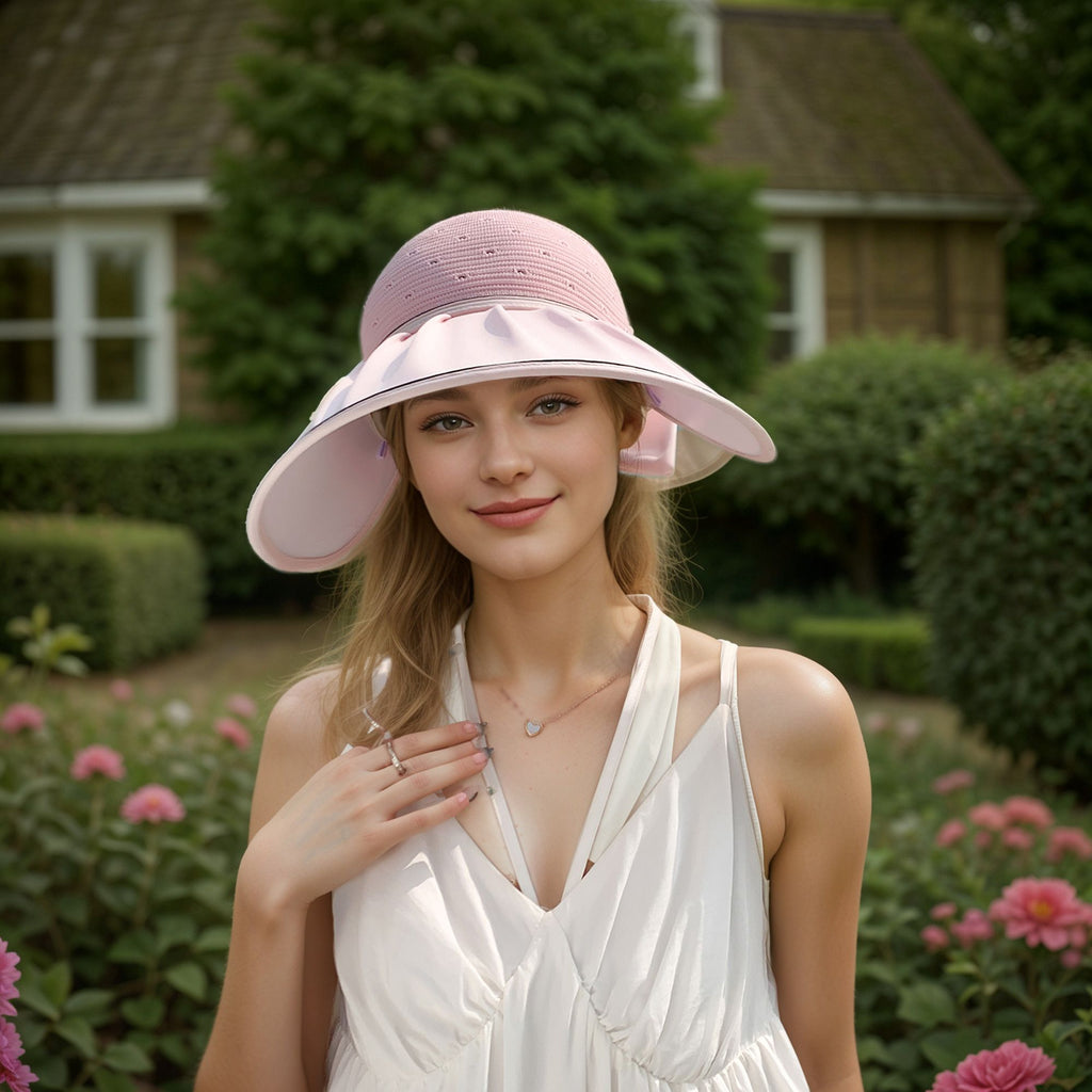 Anna-Kaci Extra Wide Brim Sun Visor Hat for Women Adjustable UV Protection Bow Detail Breathable Summer Beach Hat