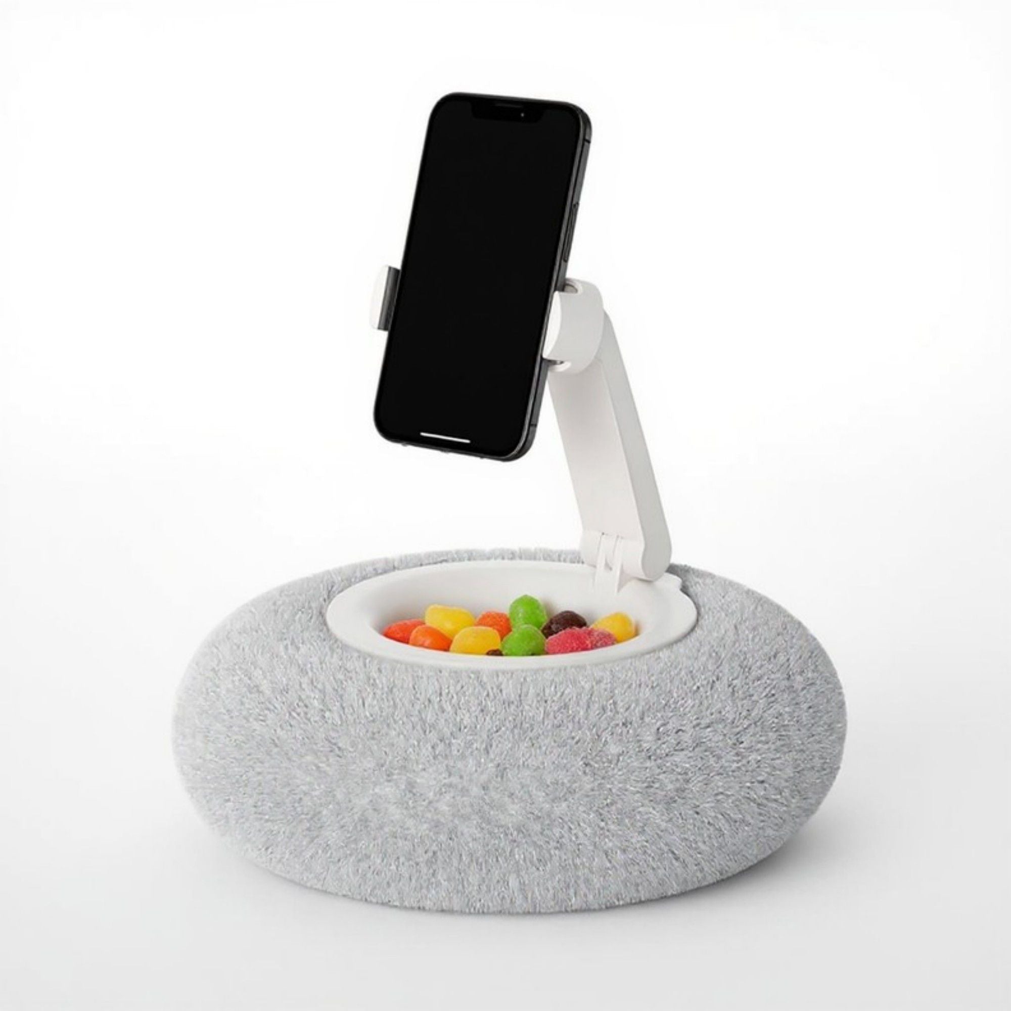 Anna-Kaci Plush Weighted Phone Stand with Adjustable Folding Holder for Hands-Free Viewing and Device Support