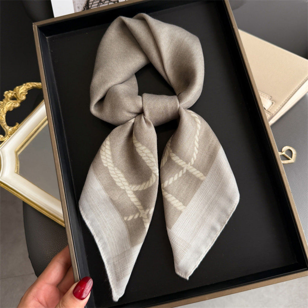 Anna-Kaci Women's Satin Square Scarf with Rope Chain Border Print 27x27in