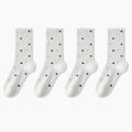 Anna-Kaci 4-Pair Lightweight Mesh Polka Dot Crew Socks with High-Stretch Cuffs