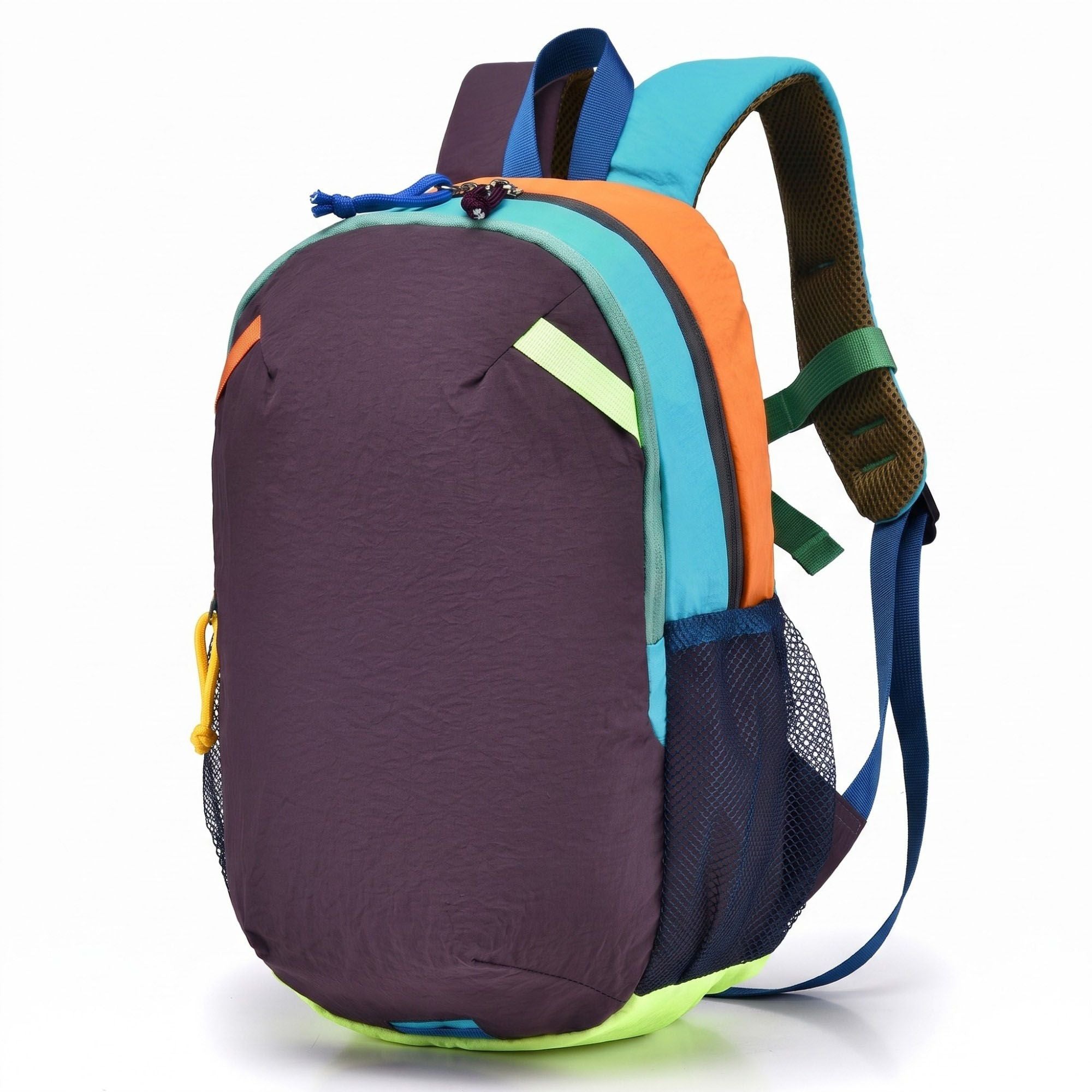 Colorblock Multi-Compartment Backpack with Padded Shoulder Straps and Dual Mesh Side Pockets