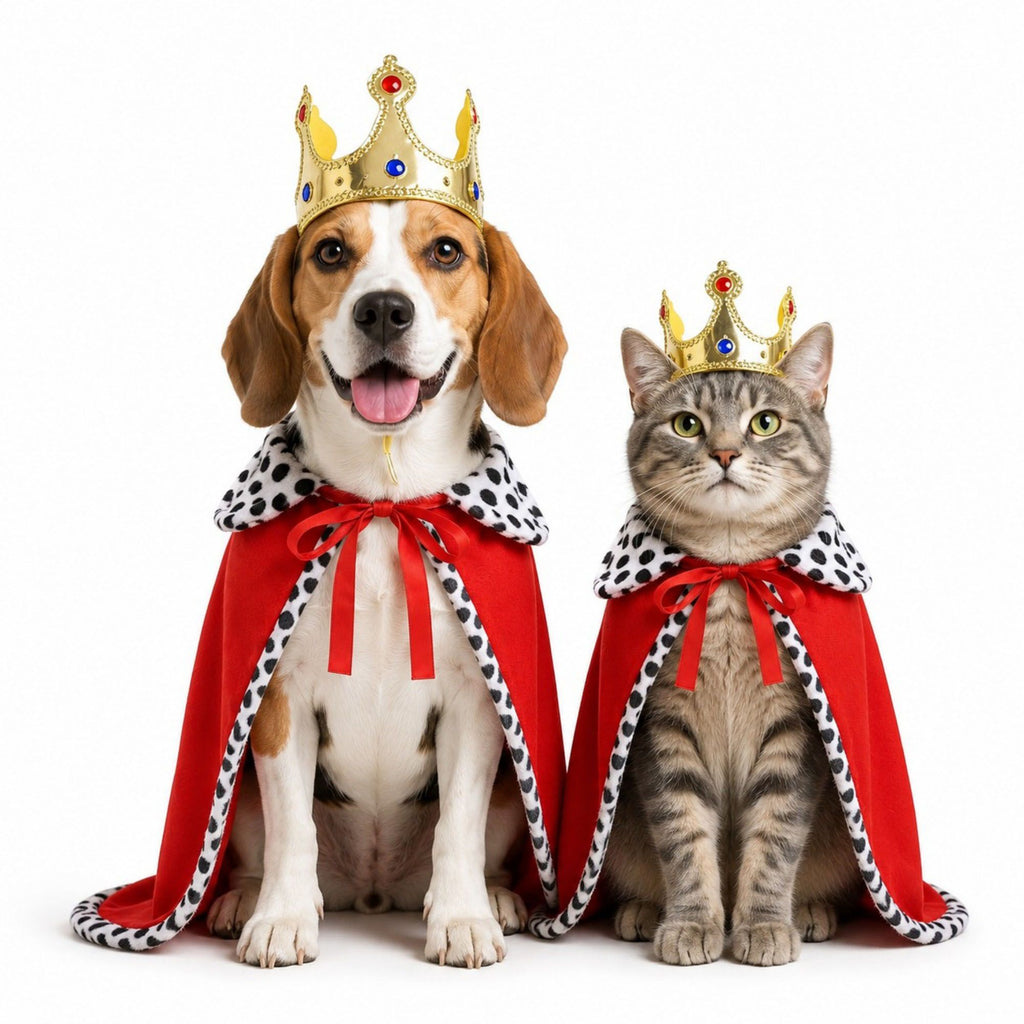 Pet Royal King Costume Crown and Cape Set for Dogs and Cats Party Dress Up