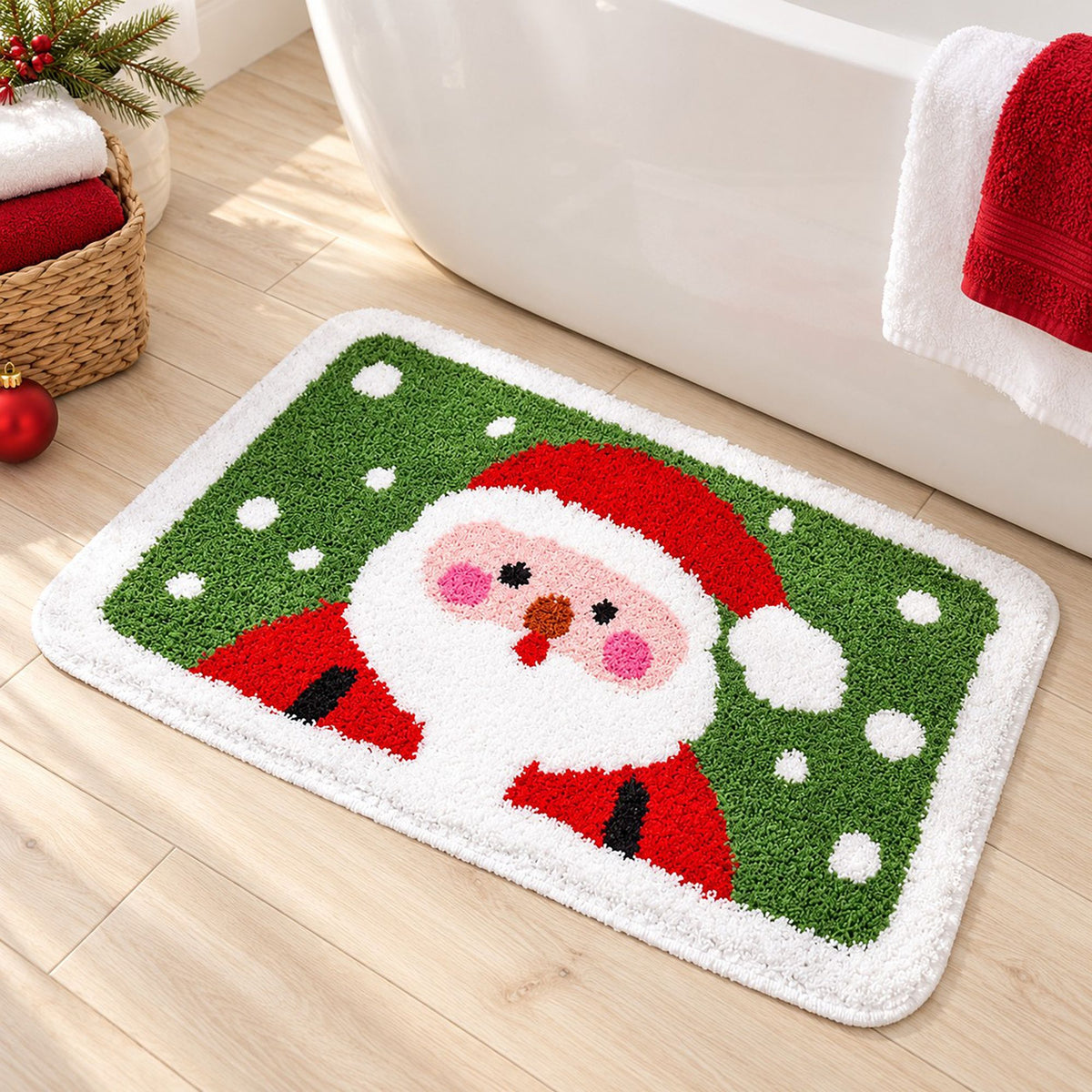Christmas Icon Tufted Bath Rug with Nonslip Backing 15.7 x 23.6 in