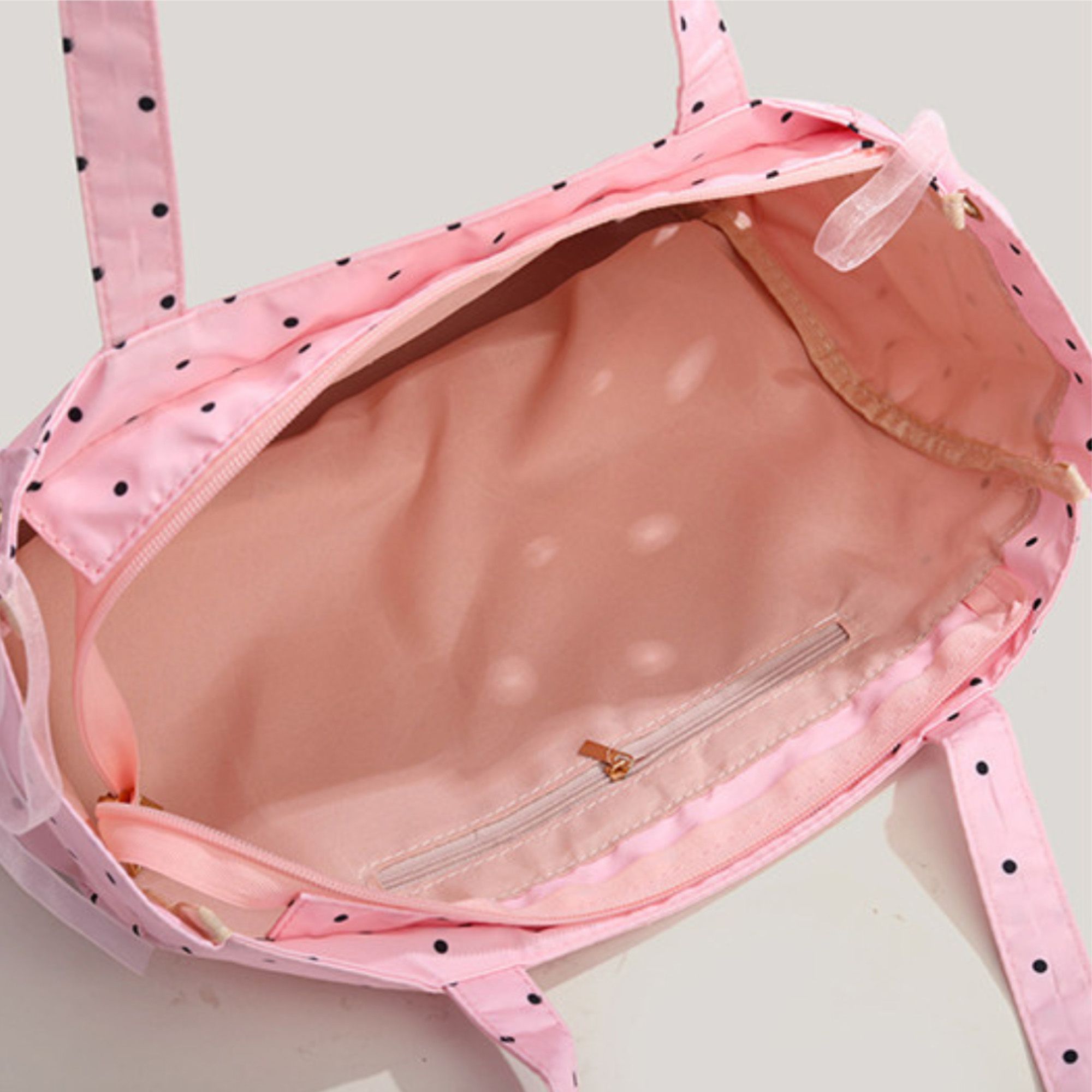 Clear Polka Dot Tote Bag for Women, Large Transparent Shoulder Bag with Bow Detail
