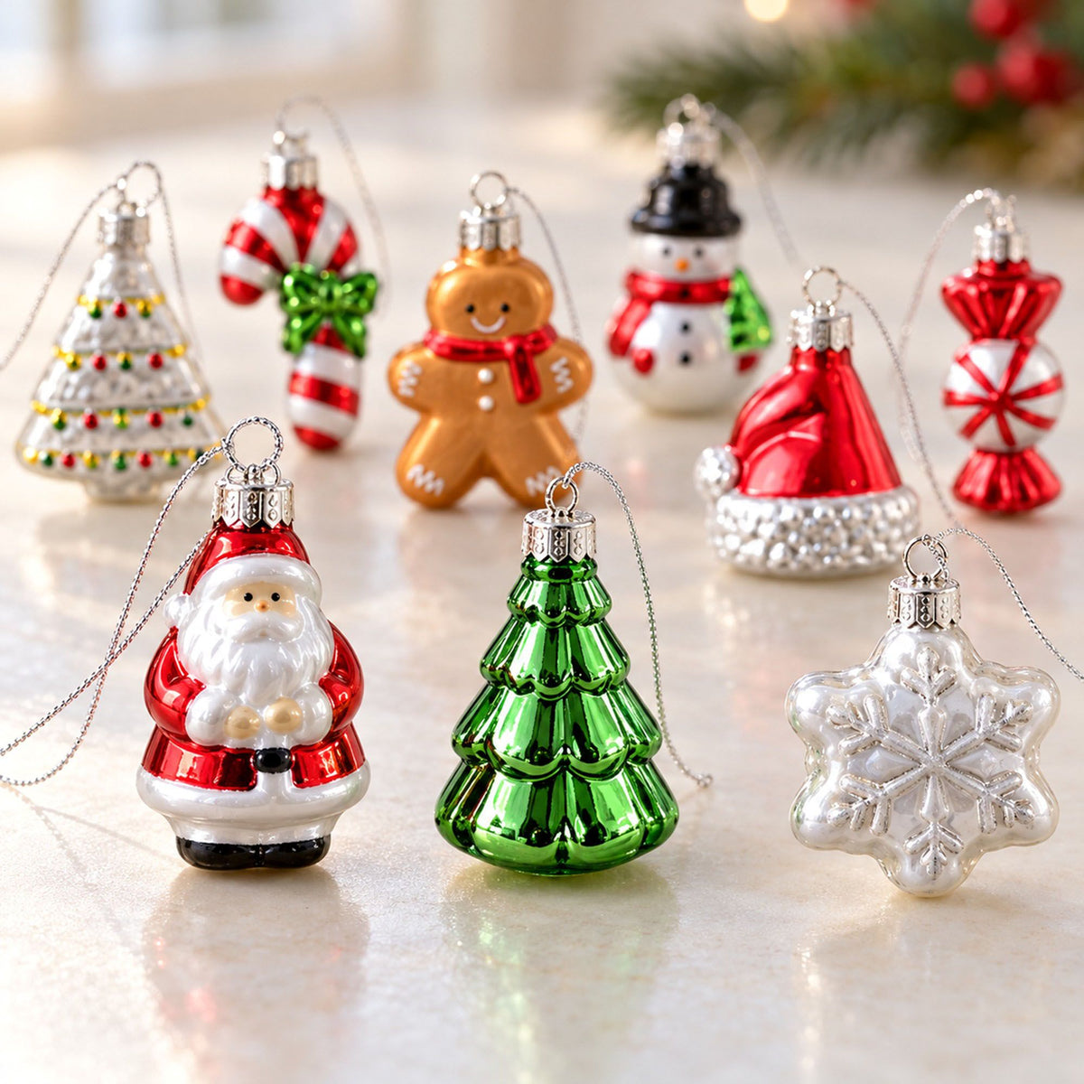 9 Piece Assorted Christmas Tree Hanging Ornament Gift Set