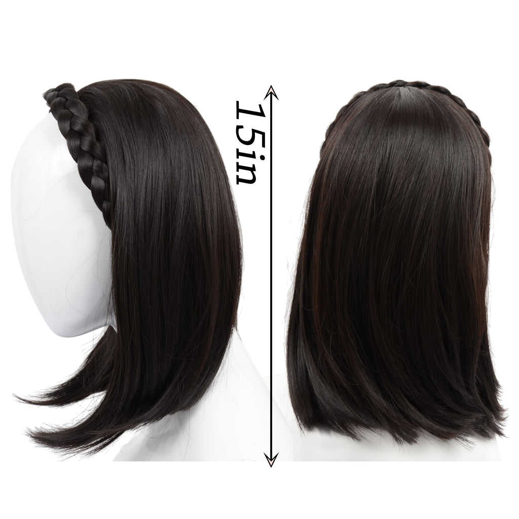 Braided Hairband Wig with Straight Shoulder Hair Extensions Casual Hairpiece for Holiday