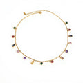 Women's Dainty Gemstone Charm Necklace with Mini Dangling Crystal Accents and Delicate Chain for Elegant Everyday Styling
