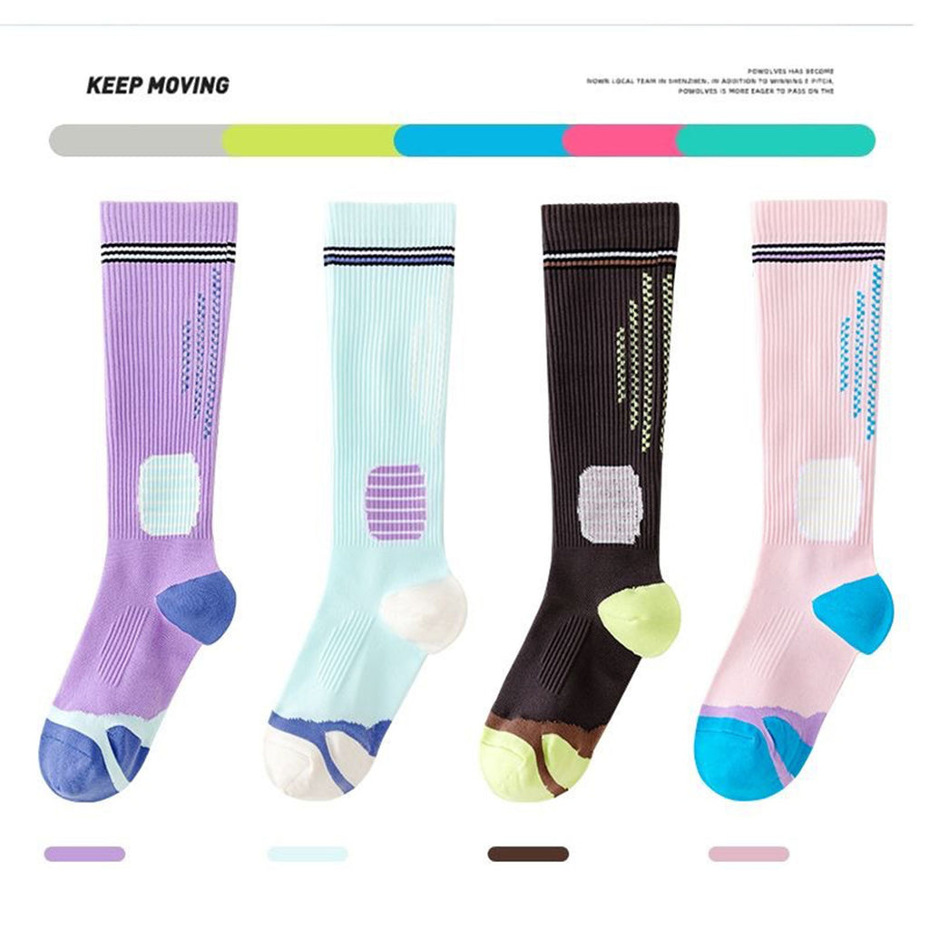 Anna-Kaci Women's 3-Pair Set Colorblock Athletic Knee-High Socks with Cushioned Heel Arch Support for Daily Fitness