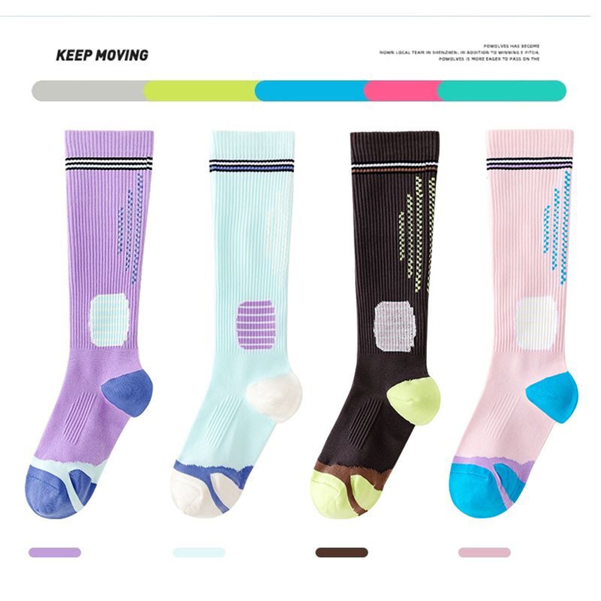 Anna-Kaci Women's 3-Pair Set Colorblock Athletic Knee-High Socks with Cushioned Heel Arch Support for Daily Fitness