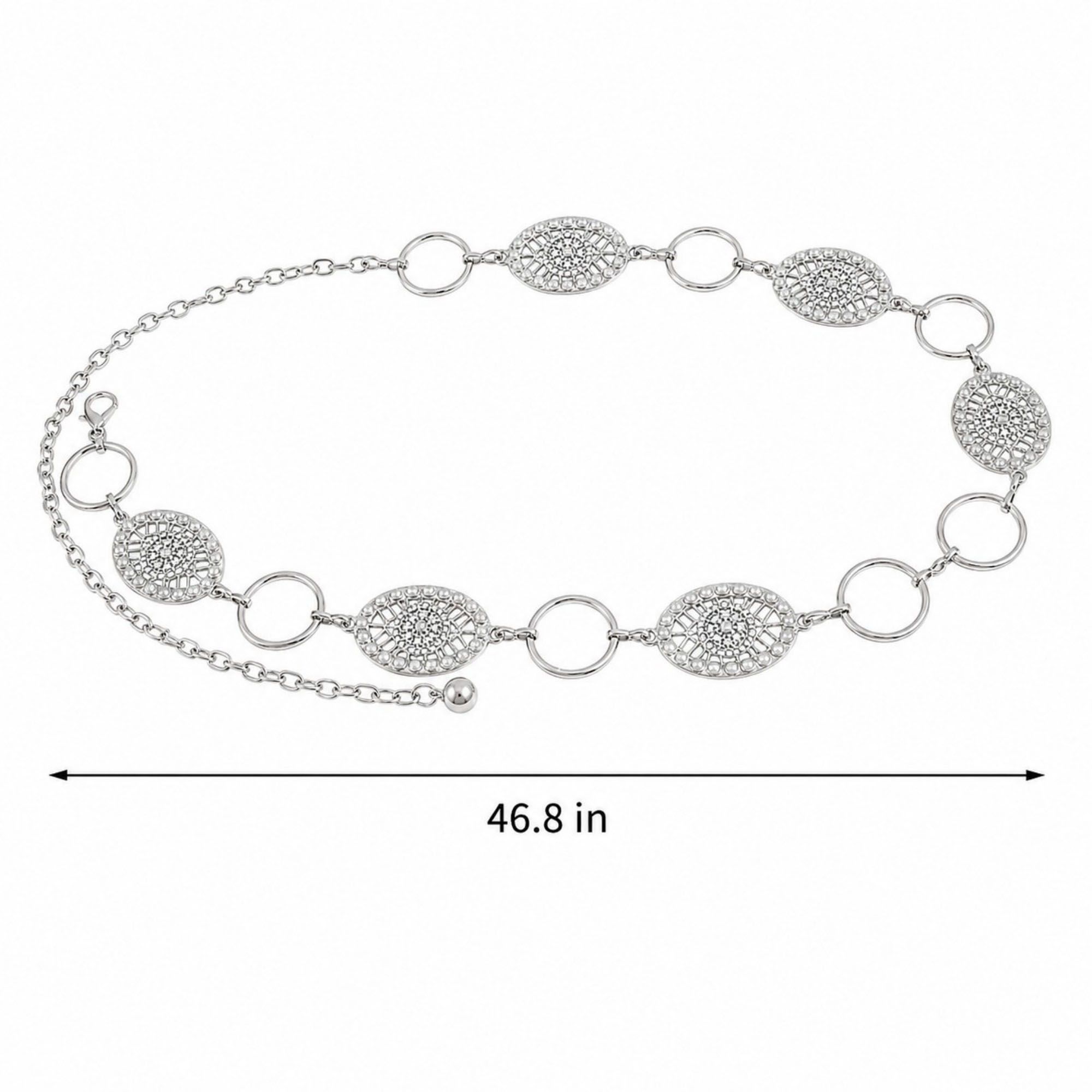 Boho Floral Medallion Chain Belt for Dresses