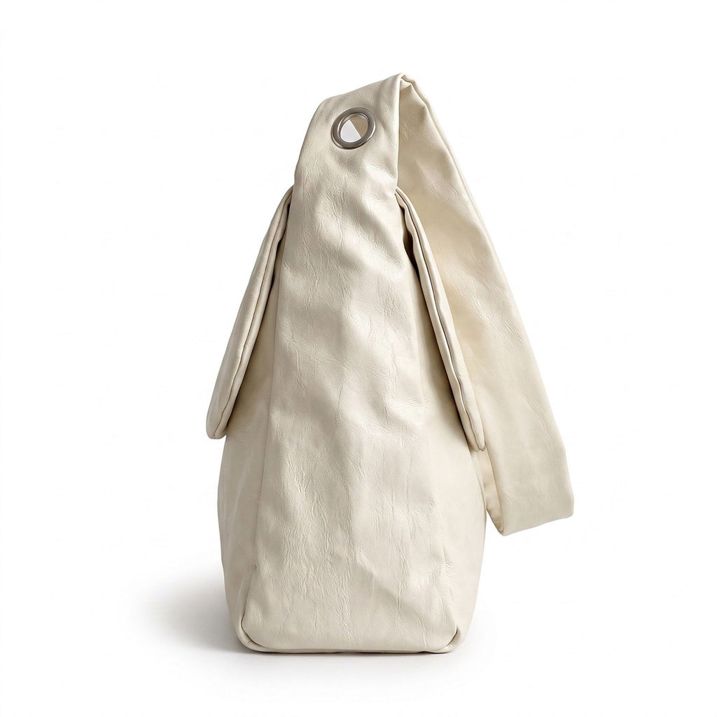 Flap Hobo Bag with Grommet Strap and Wide Shoulder Handle 11.8x9.5x4in