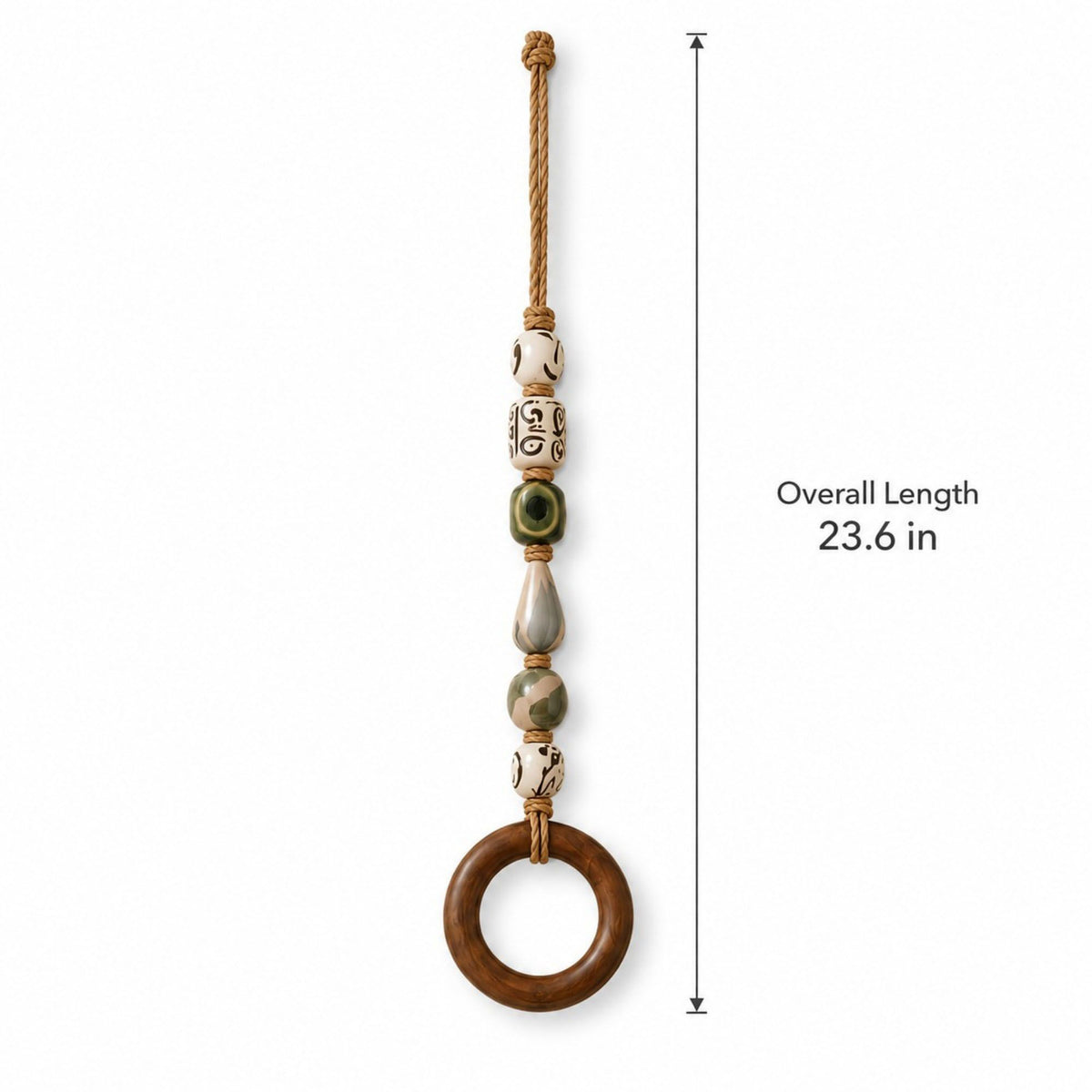 Coastal Beaded Wood Ring Towel Hanger