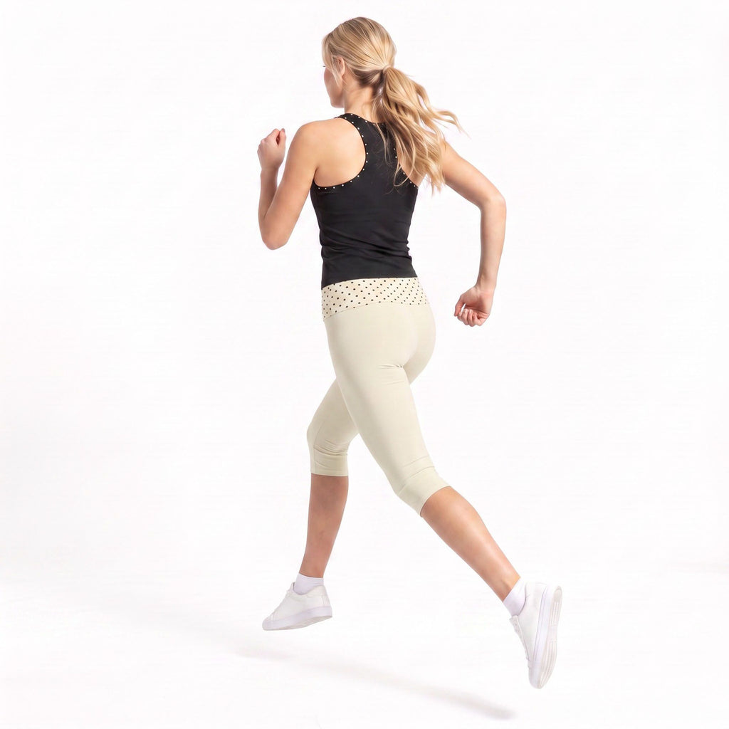 Polka Dot Foldover Waist Capri Leggings Fitted Cropped Yoga Pants for Gym Workouts Dance