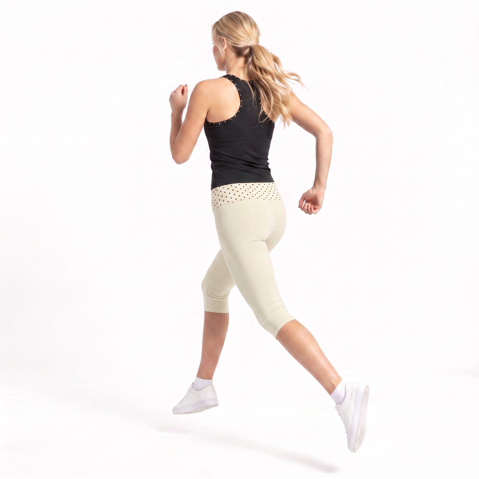 Polka Dot Foldover Waist Capri Leggings Fitted Cropped Yoga Pants for Gym Workouts Dance
