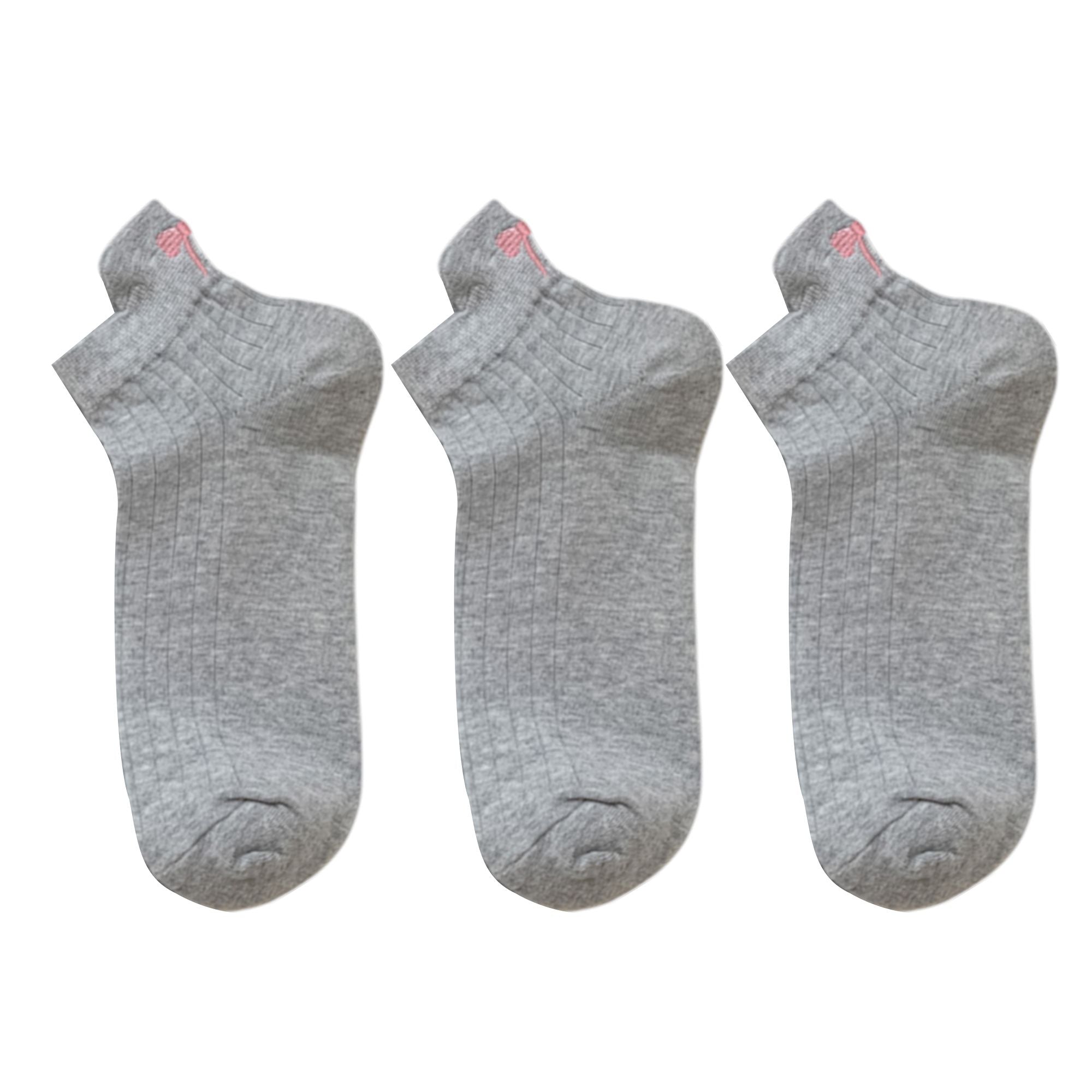 Anna-Kaci Women's 3-Pack Cotton Ankle Socks with Bow Knit Pattern Soft Breathable Low-Cut Design