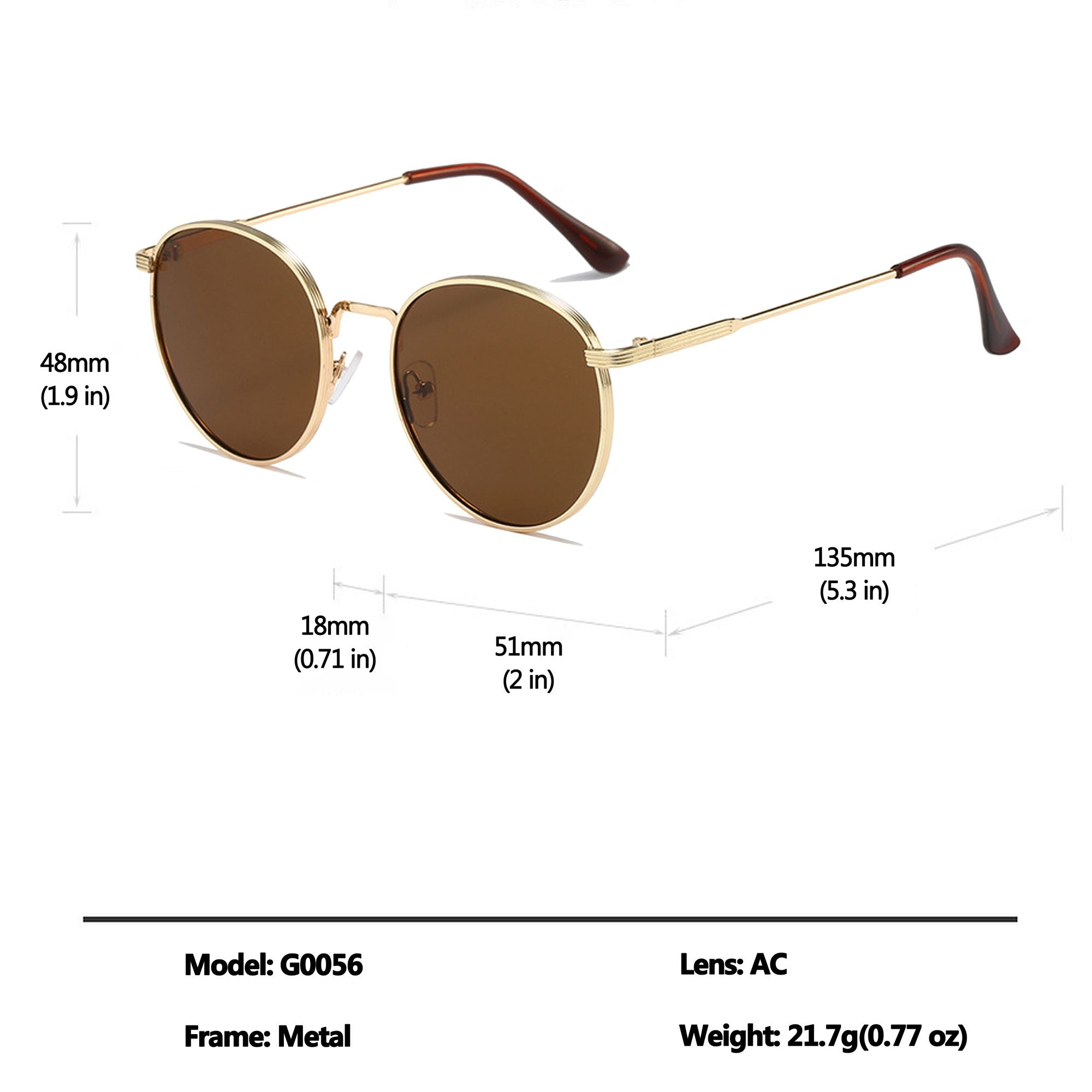 Anna-Kaci Women's Retro Metal Round Sunglasses
