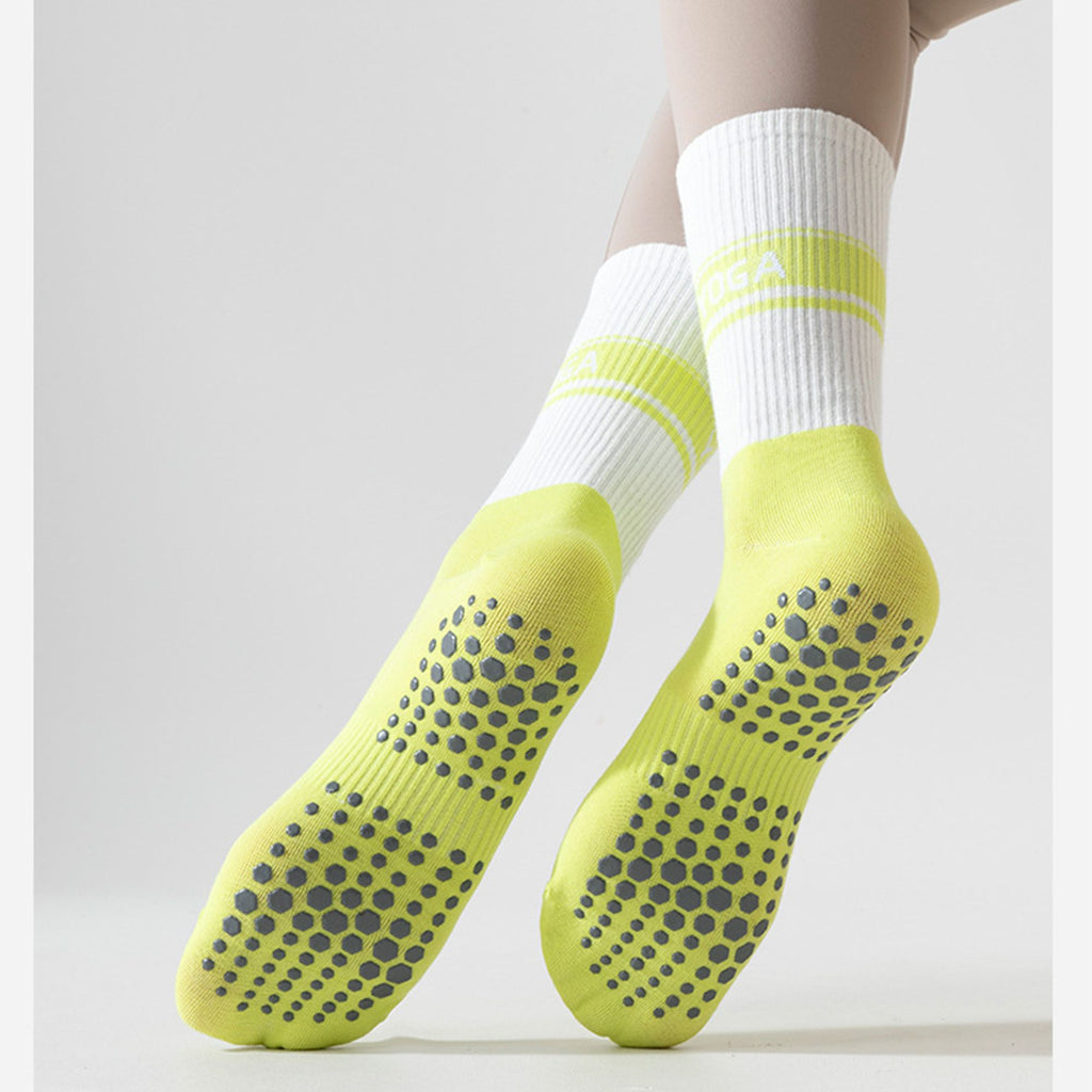 Anna-Kaci 3 Pairs Women's Non-Slip Yoga Crew Socks Soft Cotton Grip Sole Ribbed Cuff for Fitness