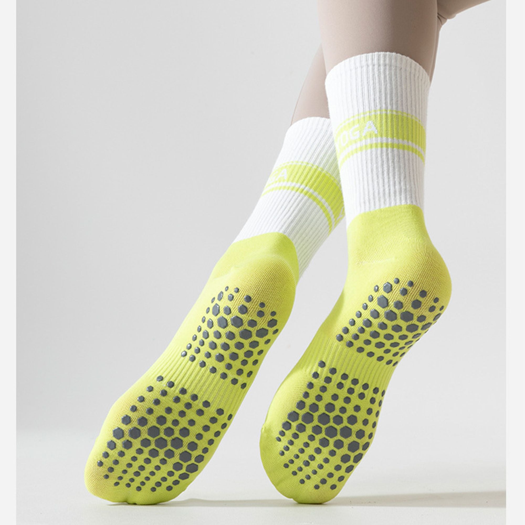 Anna-Kaci 3 Pairs Women's Non-Slip Yoga Crew Socks Soft Cotton Grip Sole Ribbed Cuff for Fitness