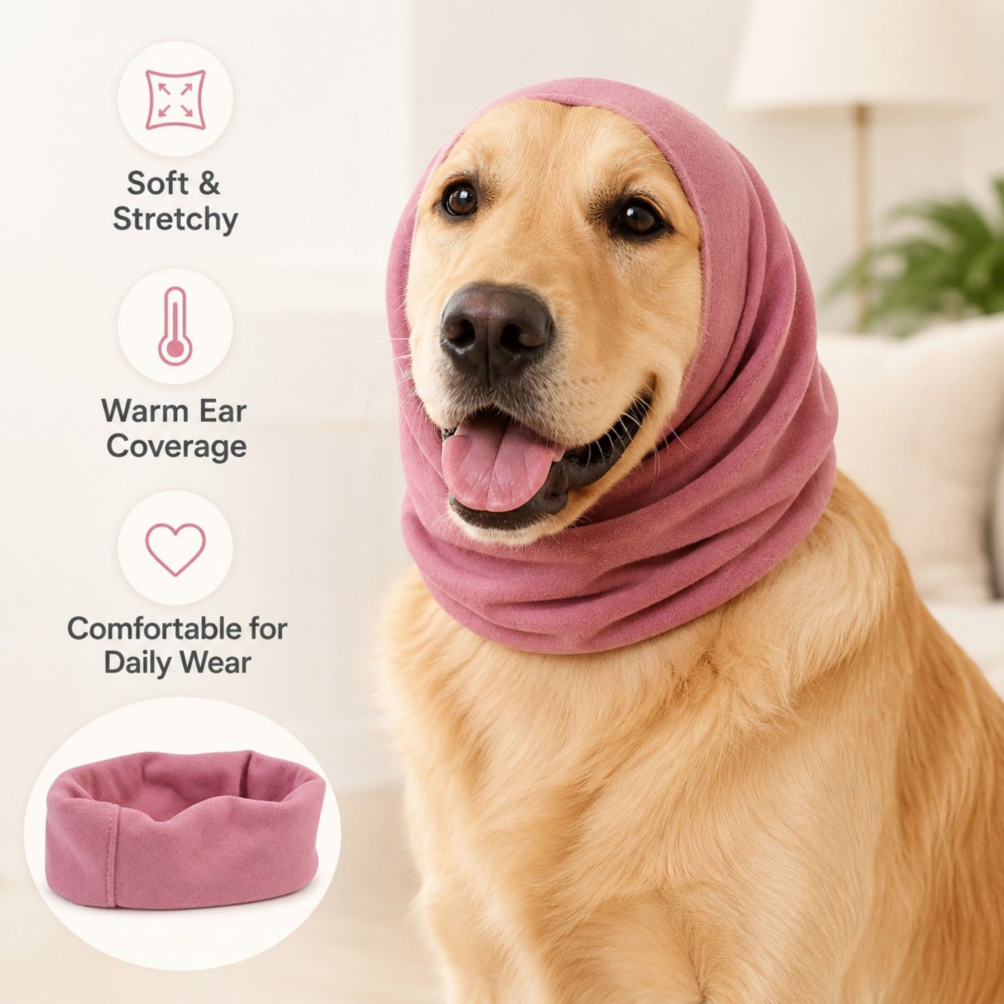Pet Cat and Dog Ear Cover Soft Stretchy Snood for Grooming, Noise Reduction and Cold Weather