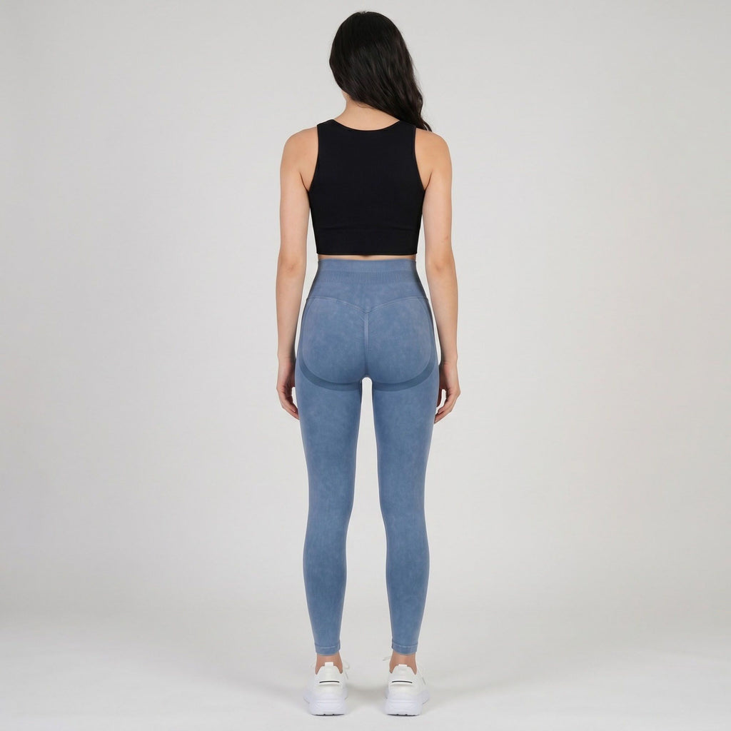 Anna-Kaci Women's High Waist Seamless Leggings with Ribbed Waistband and Contour Detail