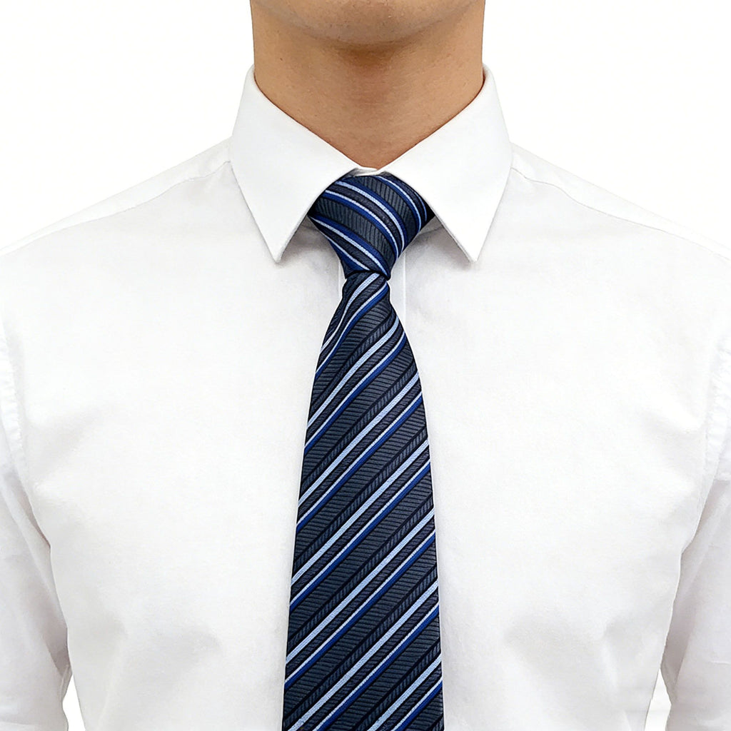 Anna-Kaci Men's Polyester Filament Tie with Multi-Tone Stripes - Formal Necktie for Business, Weddings & Daily Wear