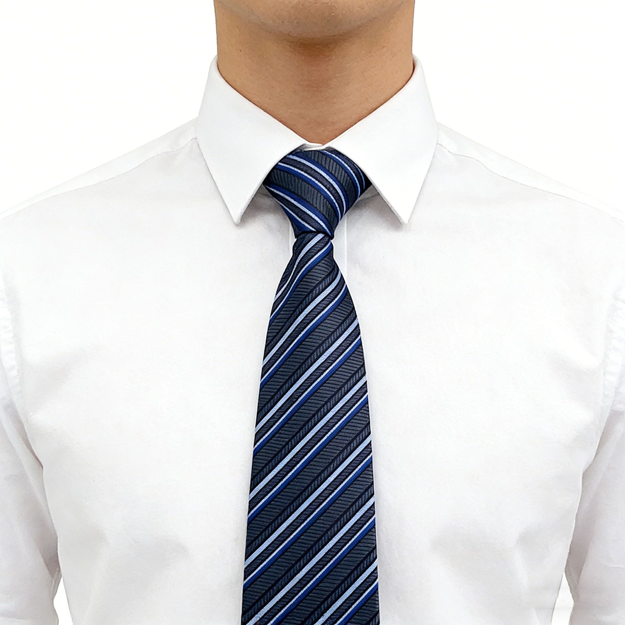 Anna-Kaci Men's Polyester Filament Tie with Multi-Tone Stripes - Formal Necktie for Business, Weddings & Daily Wear