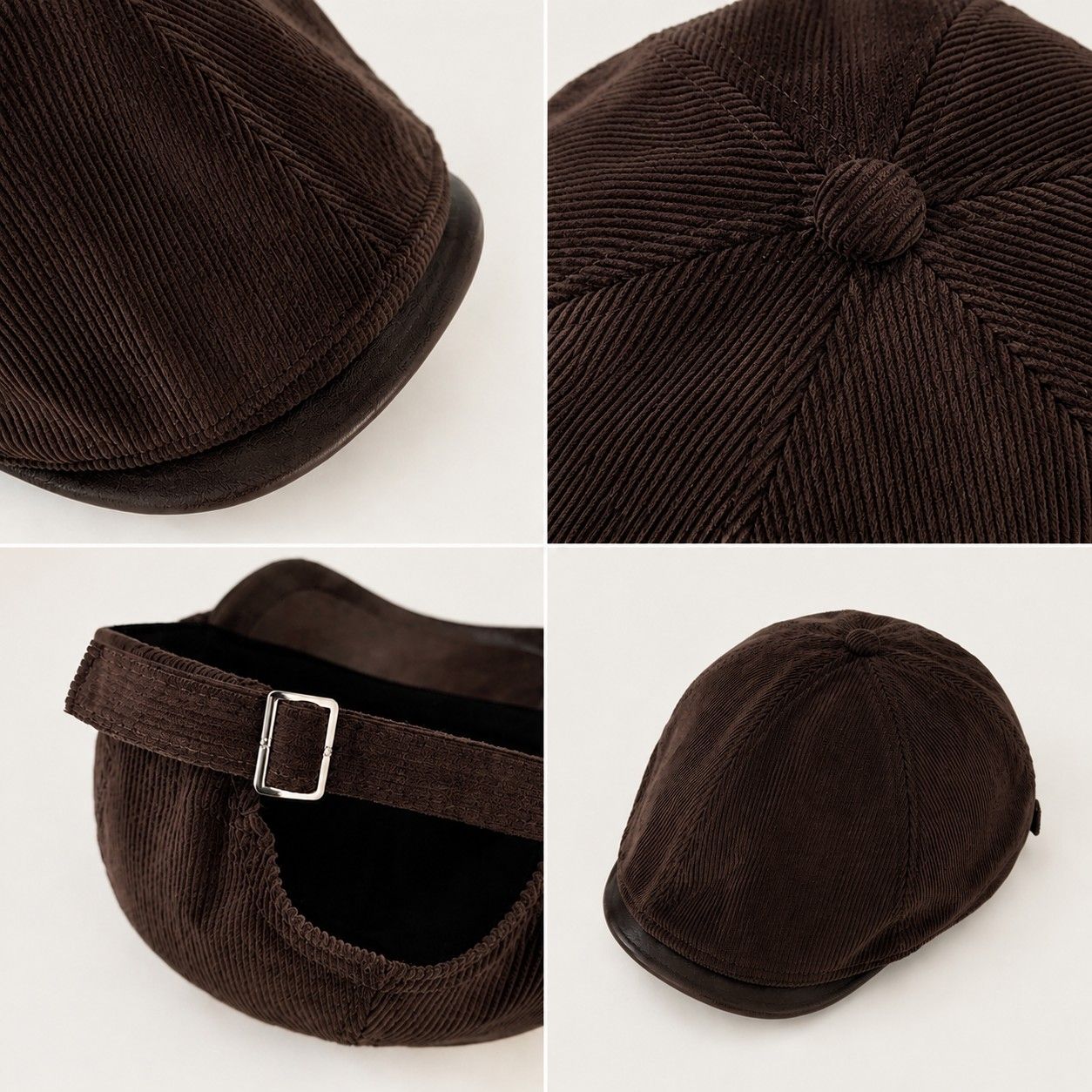 Corduroy Newsboy Cap Adjustable Short Brim Vintage Fall Winter Hat