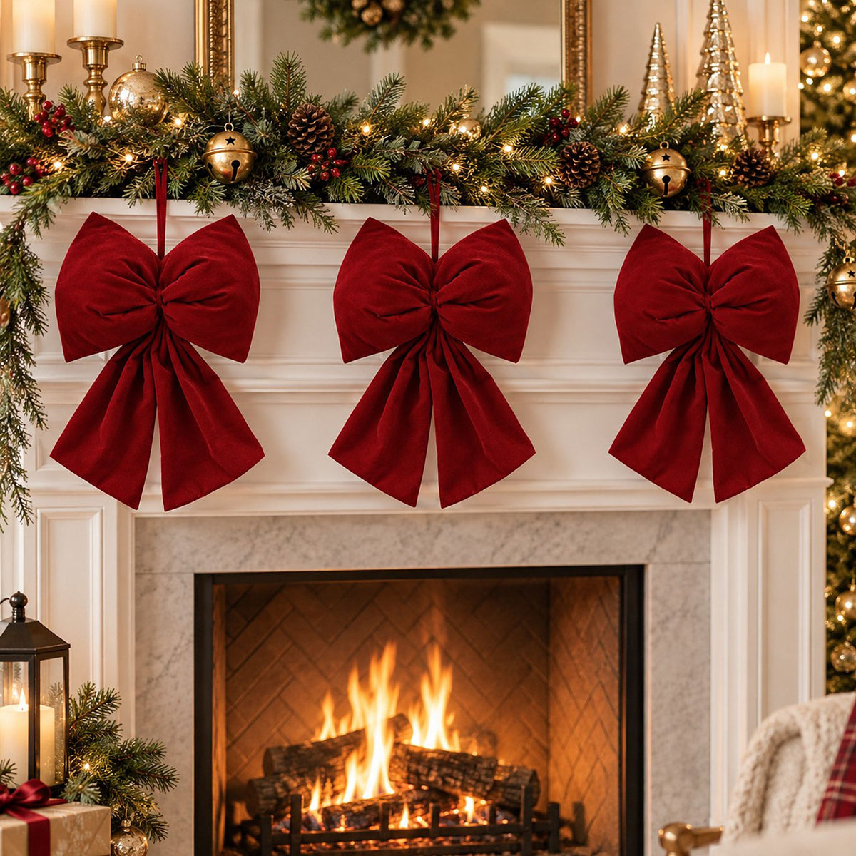 Velvet Bow Decoration for Trees Wreaths and Parties