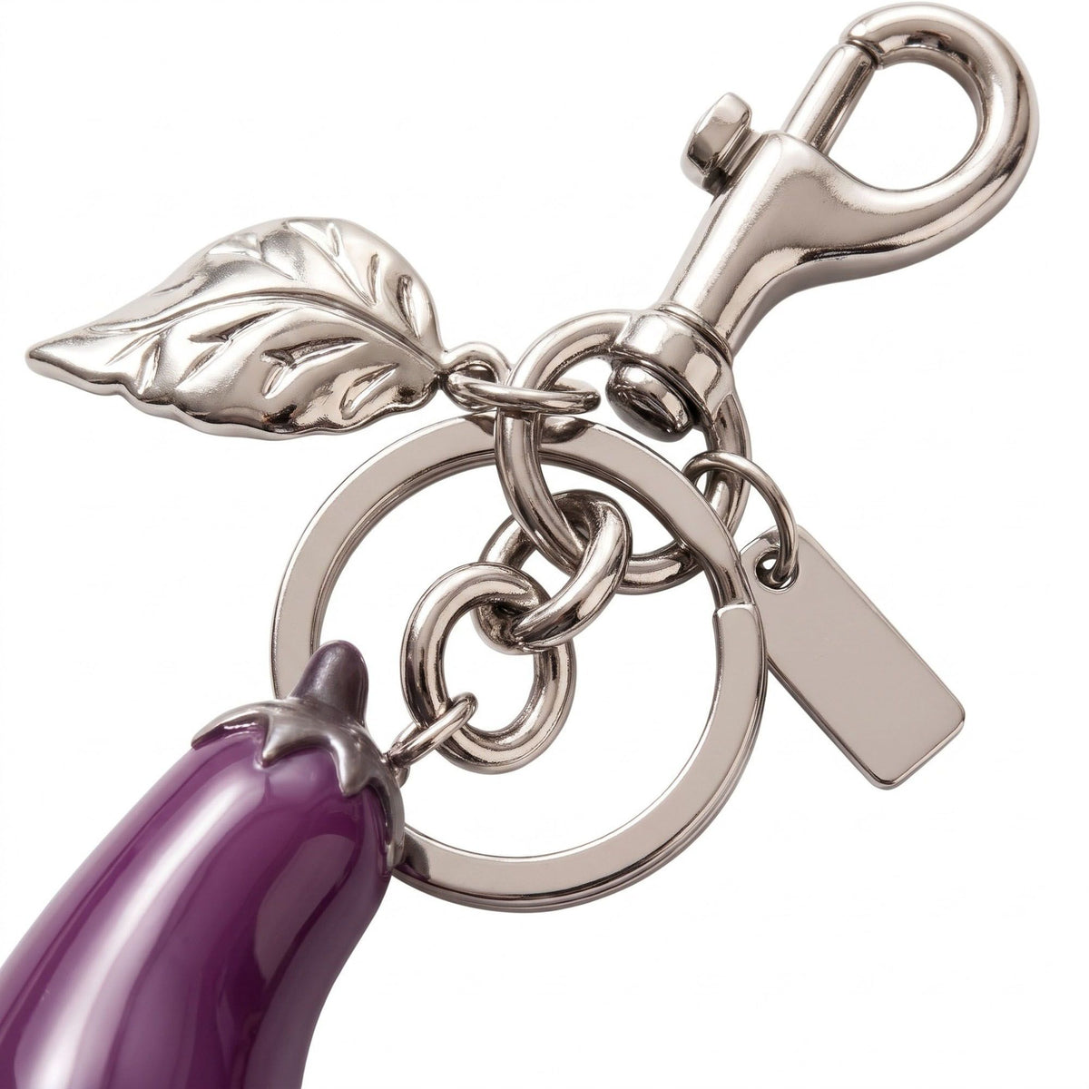 Eggplant Bag Charm Keychain with Lobster Clasp
