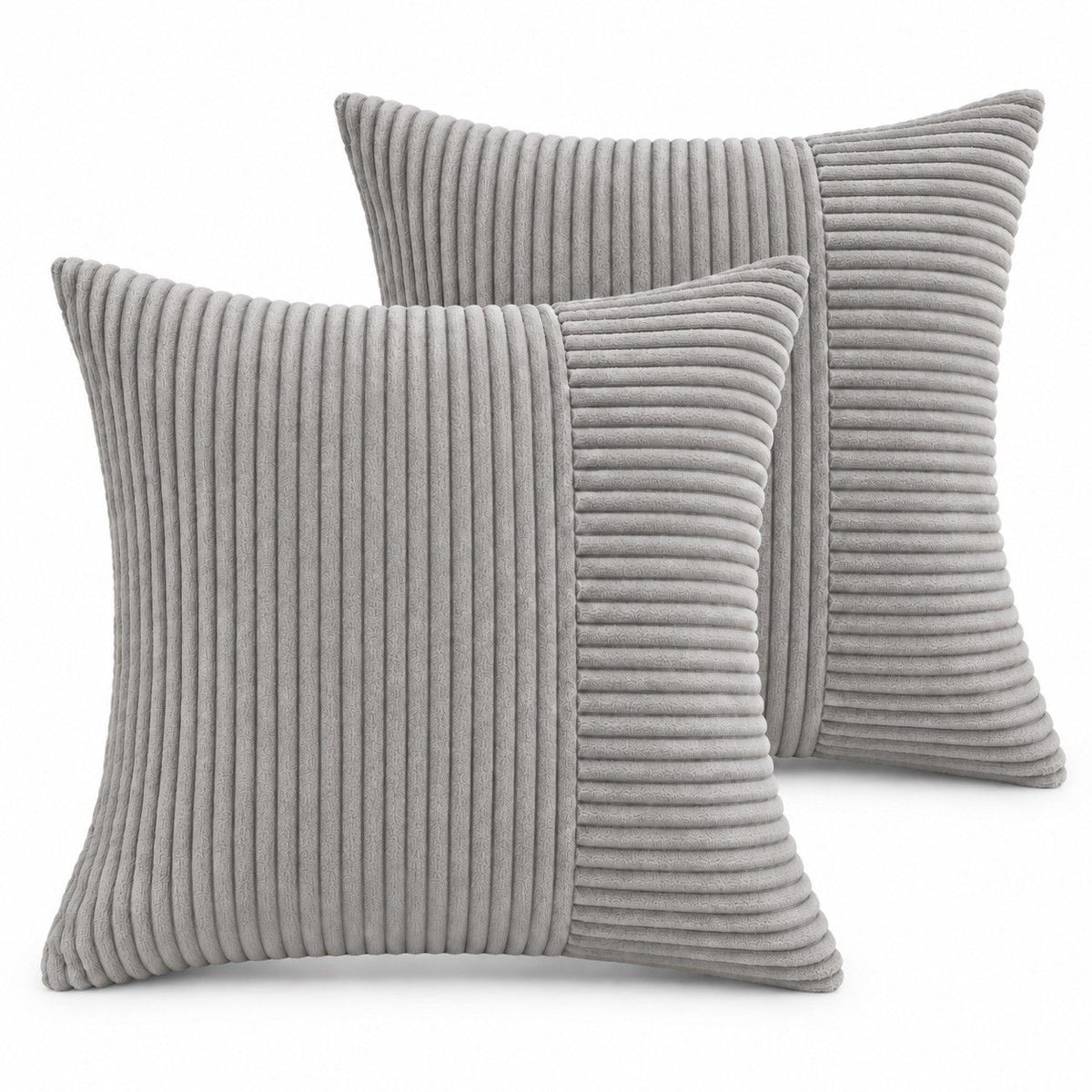 2 Pack Soft Corduroy Throw Pillow Covers 18 x 18 Inch and 12 x 20 Inch