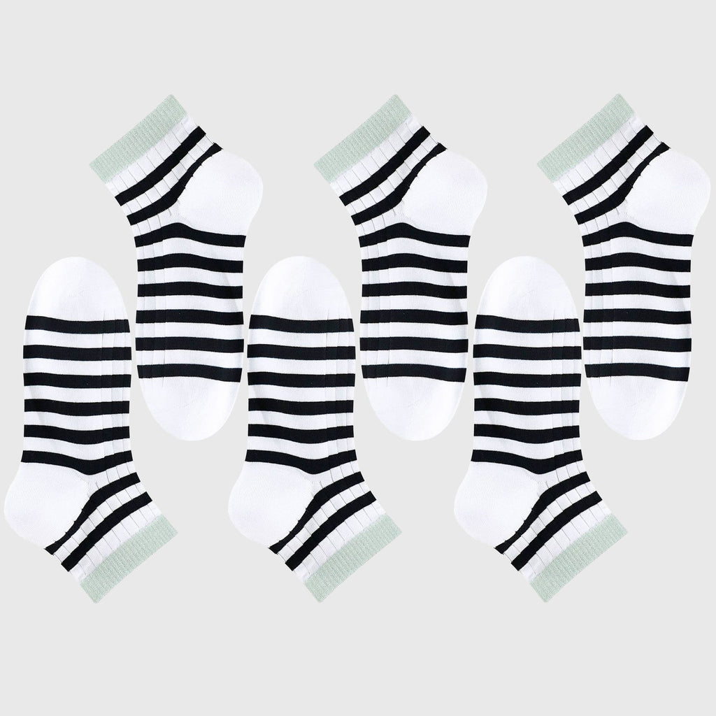 Anna-Kaci Men's 6pk Striped Casual Breathable Cotton Ankle Socks