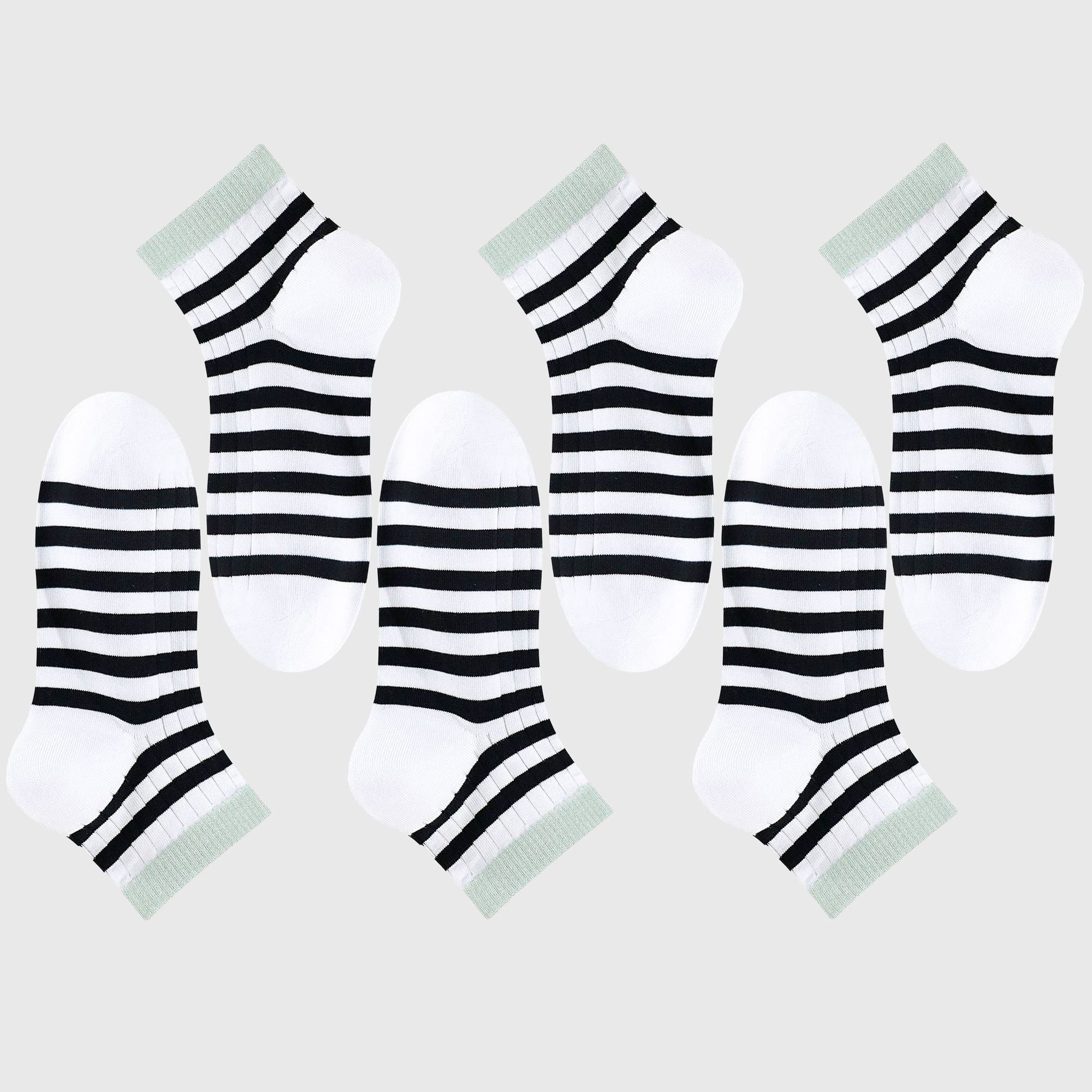 Anna-Kaci Men's 6pk Striped Casual Breathable Cotton Ankle Socks