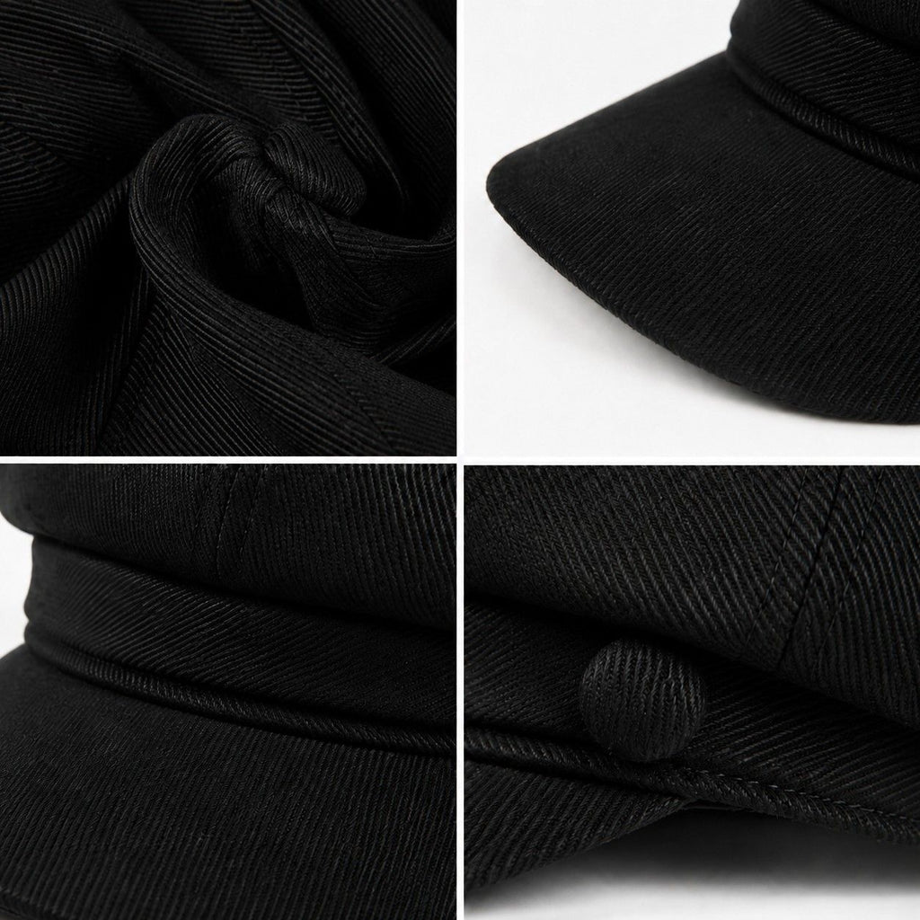 Structured Newsboy Cap Vintage Baker Boy Hat Short Brim Casual Style