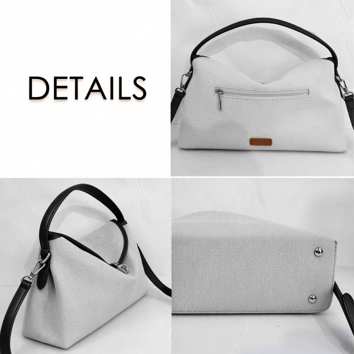 Structured Shoulder Bag with Top Handle Turn Lock and Crossbody Strap
